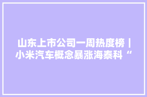 山东上市公司一周热度榜｜小米汽车概念暴涨海泰科“20CM”涨停
