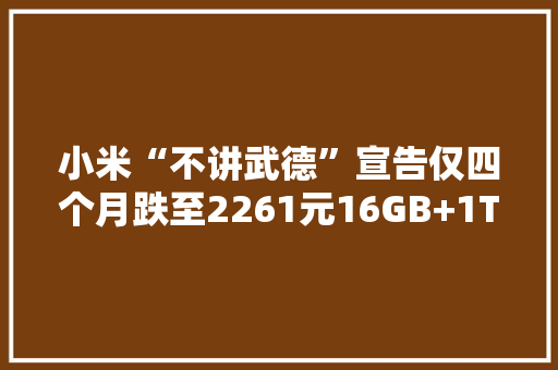 小米“不讲武德”宣告仅四个月跌至2261元16GB+1TB+5000mAh