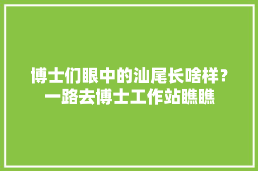 博士们眼中的汕尾长啥样？一路去博士工作站瞧瞧 博士们眼中的汕尾长啥样？一路去博士工作站瞧瞧 互联通信