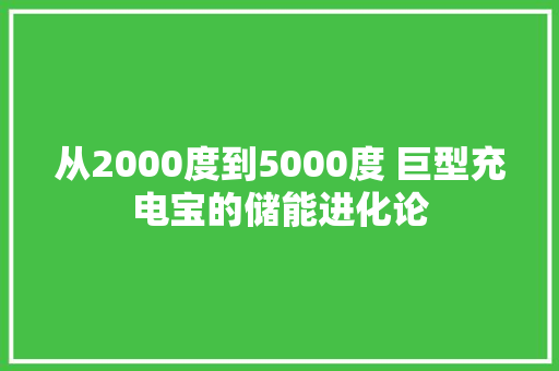 从2000度到5000度 巨型充电宝的储能进化论