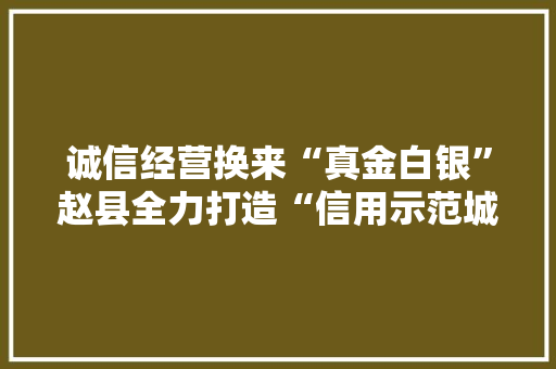 诚信经营换来“真金白银”赵县全力打造“信用示范城市” 诚信经营换来“真金白银”赵县全力打造“信用示范城市” 互联通信