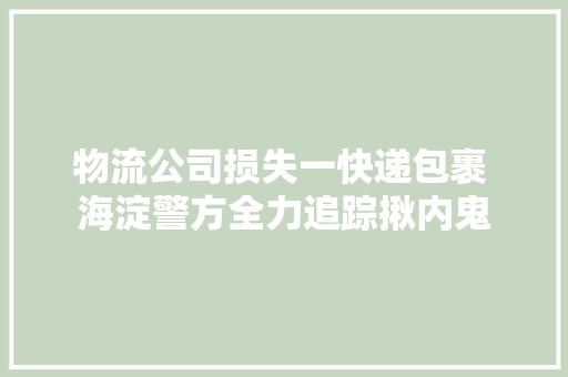 物流公司损失一快递包裹 海淀警方全力追踪揪内鬼