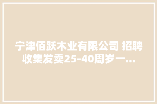 宁津佰跃木业有限公司 招聘收集发卖25-40周岁一...