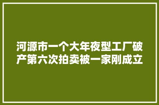河源市一个大年夜型工厂破产第六次拍卖被一家刚成立公司4370万买下