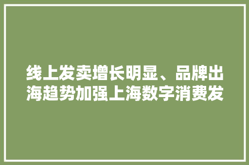 线上发卖增长明显、品牌出海趋势加强上海数字消费发力