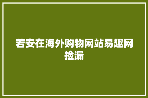 若安在海外购物网站易趣网捡漏