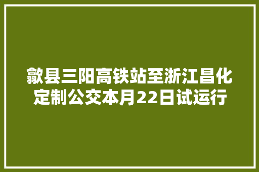歙县三阳高铁站至浙江昌化定制公交本月22日试运行 歙县三阳高铁站至浙江昌化定制公交本月22日试运行 智能家居