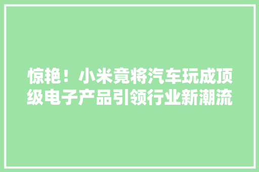 惊艳！小米竟将汽车玩成顶级电子产品引领行业新潮流！！ 惊艳！小米竟将汽车玩成顶级电子产品引领行业新潮流！！ 智能家居