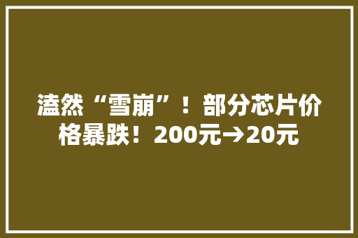 溘然“雪崩”！部分芯片价格暴跌！200元→20元