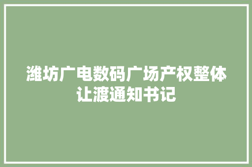潍坊广电数码广场产权整体让渡通知书记
