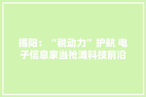 揭阳：“税动力”护航 电子信息家当抢滩科技前沿