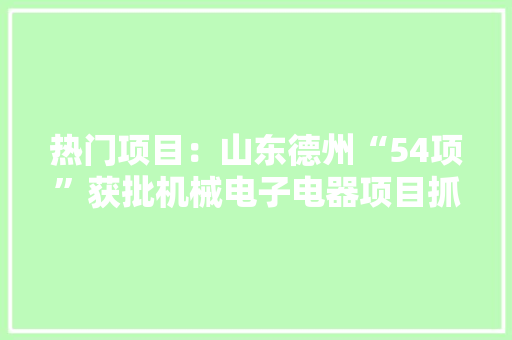 热门项目:山东德州“54项”获批机械电子电器项目抓住就是商机 人工智能 热门项目:山东德州“54项”获批机械电子电器项目抓住就是商机 热门项目:山东德州“54项”获批机械电子电器项目抓住就是商机 人工智能