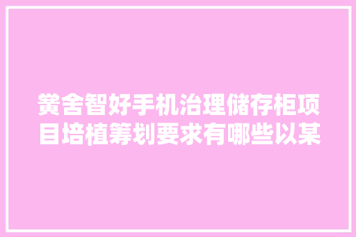 黉舍智好手机治理储存柜项目培植筹划要求有哪些以某校为例 黉舍智好手机治理储存柜项目培植筹划要求有哪些以某校为例 人工智能