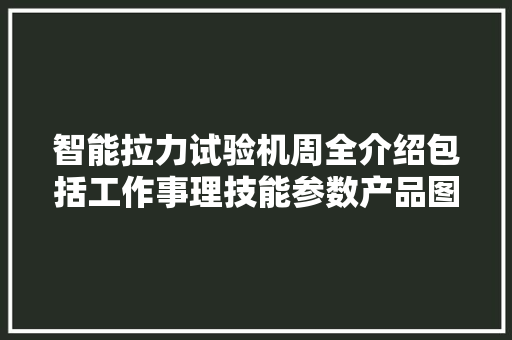 智能拉力试验机周全介绍包括工作事理技能参数产品图片