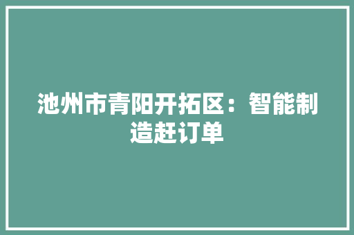 池州市青阳开拓区：智能制造赶订单