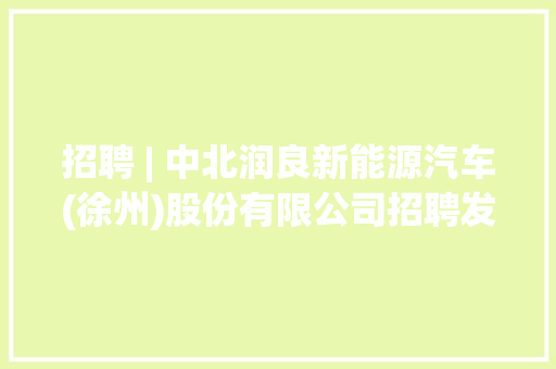 招聘 | 中北润良新能源汽车(徐州)股份有限公司招聘发卖电气等岗位