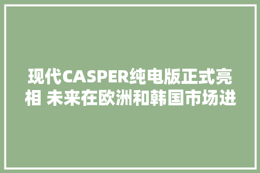 现代CASPER纯电版正式亮相 未来在欧洲和韩国市场进行发卖