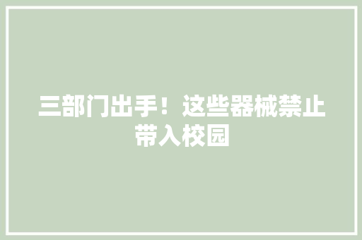 三部门出手！这些器械禁止带入校园