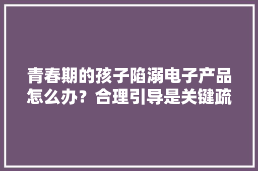 青春期的孩子陷溺电子产品怎么办？合理引导是关键疏大年夜于堵