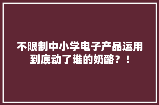 不限制中小学电子产品运用到底动了谁的奶酪？！