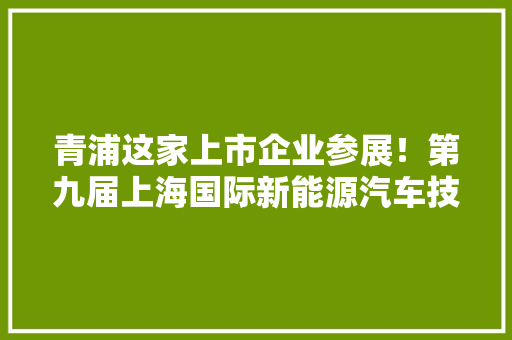 青浦这家上市企业参展！第九届上海国际新能源汽车技能与供应链博览会开幕~