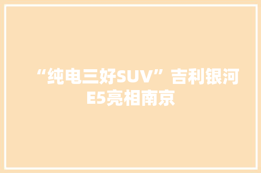 “纯电三好SUV”吉利银河E5亮相南京 “纯电三好SUV”吉利银河E5亮相南京 人工智能