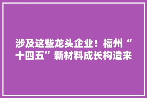 涉及这些龙头企业！福州“十四五”新材料成长构造来了