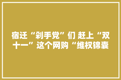 宿迁“剁手党”们 赶上“双十一”这个网购“维权锦囊”请收好