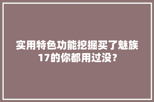 实用特色功能挖掘买了魅族17的你都用过没？ 实用特色功能挖掘买了魅族17的你都用过没？ 智能家居
