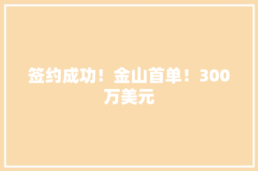 签约成功！金山首单！300万美元 签约成功！金山首单！300万美元 智能科技