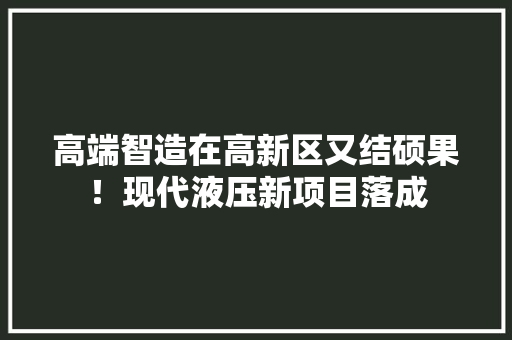 高端智造在高新区又结硕果！现代液压新项目落成