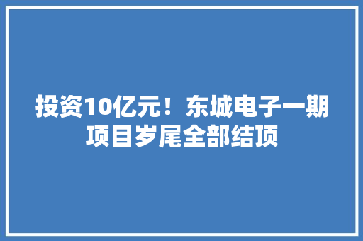投资10亿元！东城电子一期项目岁尾全部结顶