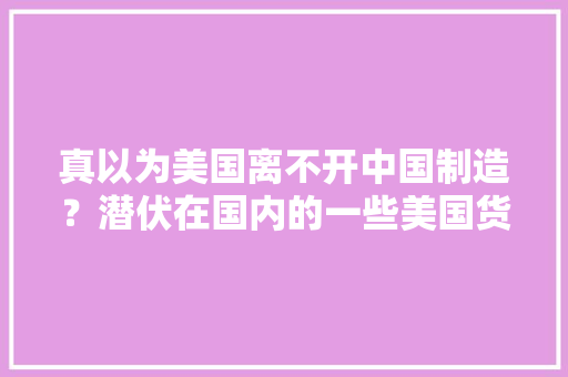 真以为美国离不开中国制造？潜伏在国内的一些美国货你知道吗？ 真以为美国离不开中国制造？潜伏在国内的一些美国货你知道吗？ 人工智能