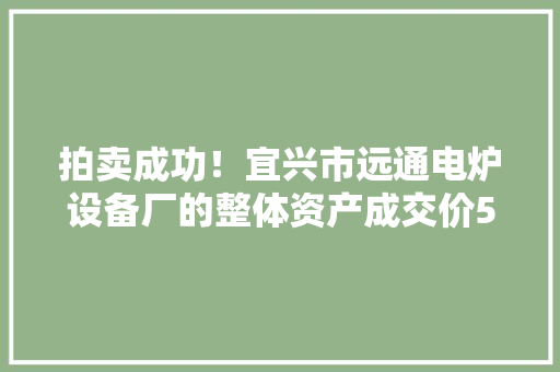 拍卖成功！宜兴市远通电炉设备厂的整体资产成交价5,822,530元