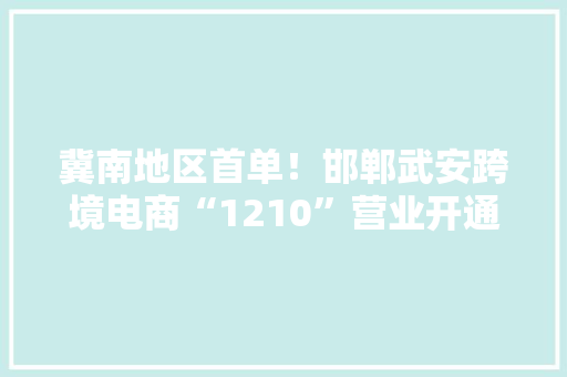 冀南地区首单！邯郸武安跨境电商“1210”营业开通