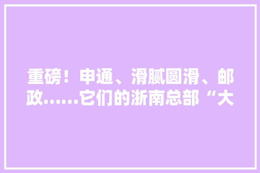 重磅！申通、滑腻圆滑、邮政……它们的浙南总部“大年夜本营”落户龙湾了！ 重磅！申通、滑腻圆滑、邮政……它们的浙南总部“大年夜本营”落户龙湾了！ 智能科技