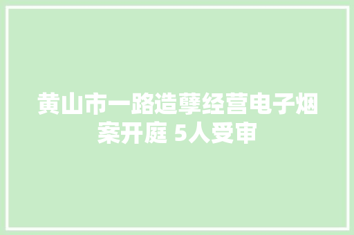 黄山市一路造孽经营电子烟案开庭 5人受审 黄山市一路造孽经营电子烟案开庭 5人受审 智能科技