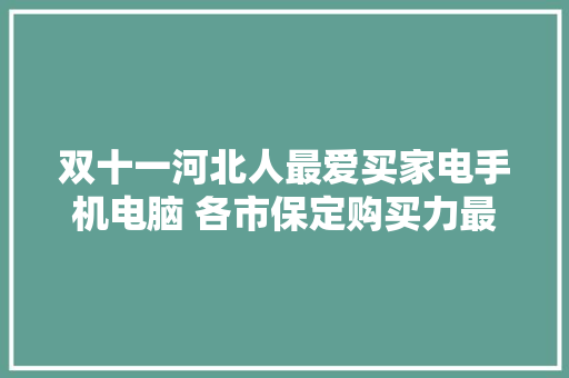 双十一河北人最爱买家电手机电脑 各市保定购买力最强