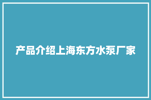 产品介绍上海东方水泵厂家 产品介绍上海东方水泵厂家 人工智能