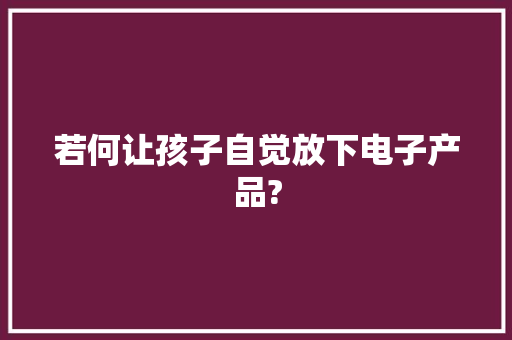 若何让孩子自觉放下电子产品?