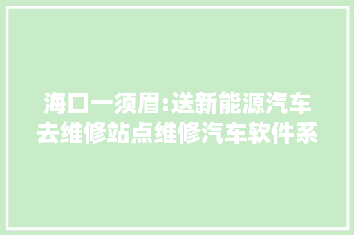 海口一须眉:送新能源汽车去维修站点维修汽车软件系统被擅自进级“续航缩水近半困惑被'锁电”