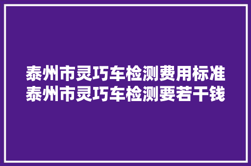 泰州市灵巧车检测费用标准泰州市灵巧车检测要若干钱?