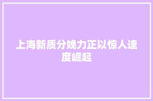 上海新质分娩力正以惊人速度崛起