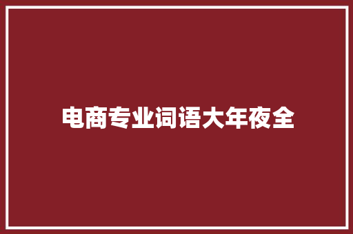 电商专业词语大年夜全