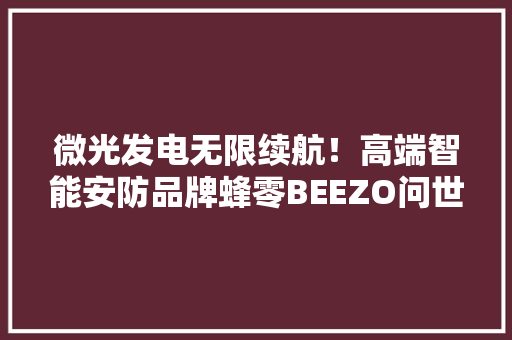 微光发电无限续航！高端智能安防品牌蜂零BEEZO问世