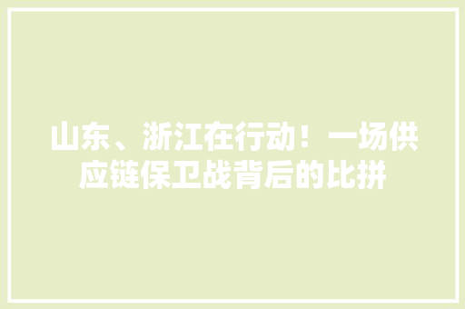 山东、浙江在行动！一场供应链保卫战背后的比拼 山东、浙江在行动！一场供应链保卫战背后的比拼 互联通信