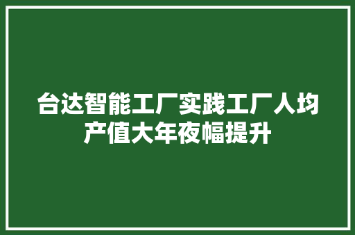台达智能工厂实践工厂人均产值大年夜幅提升