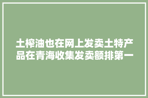 土榨油也在网上发卖土特产品在青海收集发卖额排第一