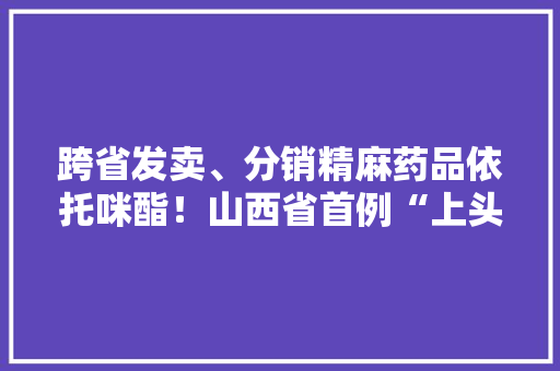 跨省发卖、分销精麻药品依托咪酯！山西省首例“上头电子烟”毒品案破获