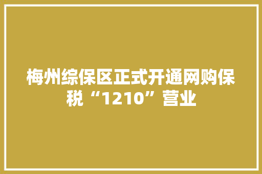 梅州综保区正式开通网购保税“1210”营业